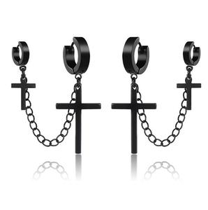Mode Hip Hop Punk Hommes Boucles <span class=keywords><strong>D</strong></span>'oreilles En Acier Inoxydable 316L Dangle Boucles <span class=keywords><strong>D</strong></span>'oreilles Hoop Croix Boucles <span class=keywords><strong>D</strong></span>'oreilles - Product Image 1