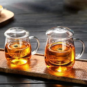 Bestverkopende Glaswerkartikelen Bpa Gratis Hittebestendige Heldere Schattige Theekopjes Van Hoog Borosilicaatglas Met Deksels En Handvat En Infuser - Product Image 2