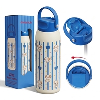 En Stock Échantillon Gratuit Bouteille d'Eau Isotherme Portable de Sport en Acier Inoxydable 24oz 32oz avec Pailles