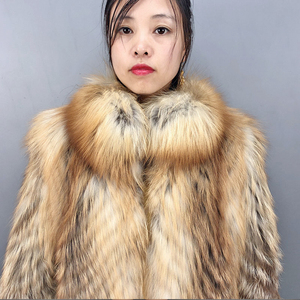 <span class=keywords><strong>Cappotto</strong></span> in Vera <span class=keywords><strong>Pelliccia</strong></span> di Volpe Rossa Personalizzabile, Casual, Lungo, a Righe, con Collo Alto, per Autunno e Inverno, Fodera in Poliestere per Donna - Product Image 5