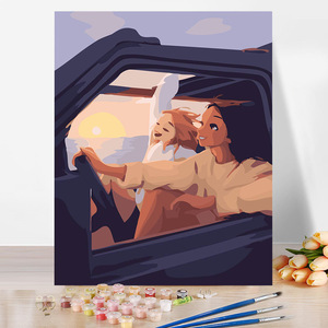 Venta caliente al por mayor dibujo pintura DIY pintura al óleo lienzo Kits pintura por números para adultos niños con pinceles - Product Image 6