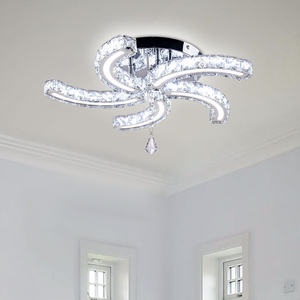 19.7英寸可调光水晶吊灯现代水晶吸顶灯灯具亚克力5臂发光二极管嵌入式吸顶灯 - Product Image 1
