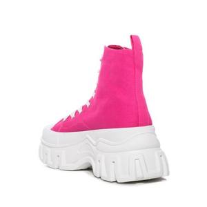 2024 Moda niñas tejido textil <span class=keywords><strong>fucsia</strong></span> plataforma plana tobillo zapatillas mujeres clásico con cordones Vamp tobillo altura Zapatos altos - Product Image 4