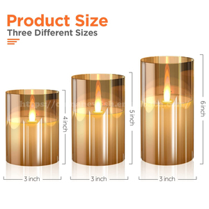 Kanlong 3 pz Set batteria di vetro grigio ambra di natale tremolante funzione senza fiamma decorazione per la casa Led candele di cera barattolo di vetro - Product Image 3