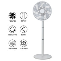 Prix usine lame en plastique 50w 3 vitesses télécommande tactile 16 pouces ventilateur oscillant sur pied