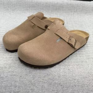 Sandals Germany Outdoor Flat Sandal <strong>Mule</strong> <strong>Clog</strong> Leather Suede Cork Foot Bed Solid <strong>Clog</strong> Sandals - Product Image 3