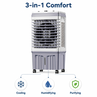 Refroidisseur d'air évaporatif électrique FJ-820ADL avec commande mécanique de table, 5000 m³/h, 3 vitesses, 70 W, avec roulettes