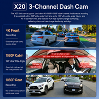 Caméra de tableau de bord de voiture 3 canaux avec Wi-Fi et GPS, enregistrement triple avant, habitacle et arrière, vision nocturne, surveillance de stationnement 24h/24 SC317