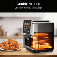 Friteuse à air 9L entièrement en acier inoxydable, 14 préréglages, affichage numérique LCD visible, double chauffage carré pour cuisson sans huile