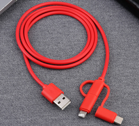 Câble de données multi-interface 3-en-1 avec coque en TPE injecté de qualité supérieure, alimentation 5V, prend en charge la charge pour les appareils Type-C et Micro USB-A
