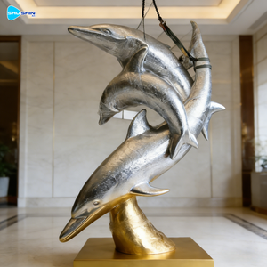 تمثال دولفين مجوف حديث من الفولاذ المقاوم للصدأ 304 316، فن معدني مخصص ملحوم للاستخدام الخارجي في المساحات العامة الكبيرة، منحوتة وشعار. - Product Image 6