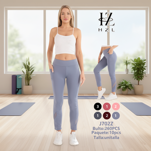 Leggings da Yoga HZL a Vita Alta Senza Cuciture in Spandex e Poliestere, Colore Unito, Elastici, per Fitness - Product Image 2