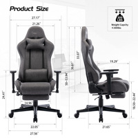 Chaise de jeu de course à siège large inclinable ergonomique en tissu d'usine avec repose-pieds chaise de jeu chaise de jeu avec accoudoir réglable
