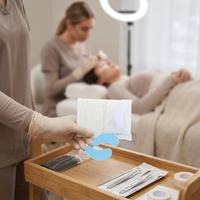 En gros, Patchs isolants pour extensions de cils en collagène, en tissu non tissé, film noir, transparents, pour l'espacement des faux cils