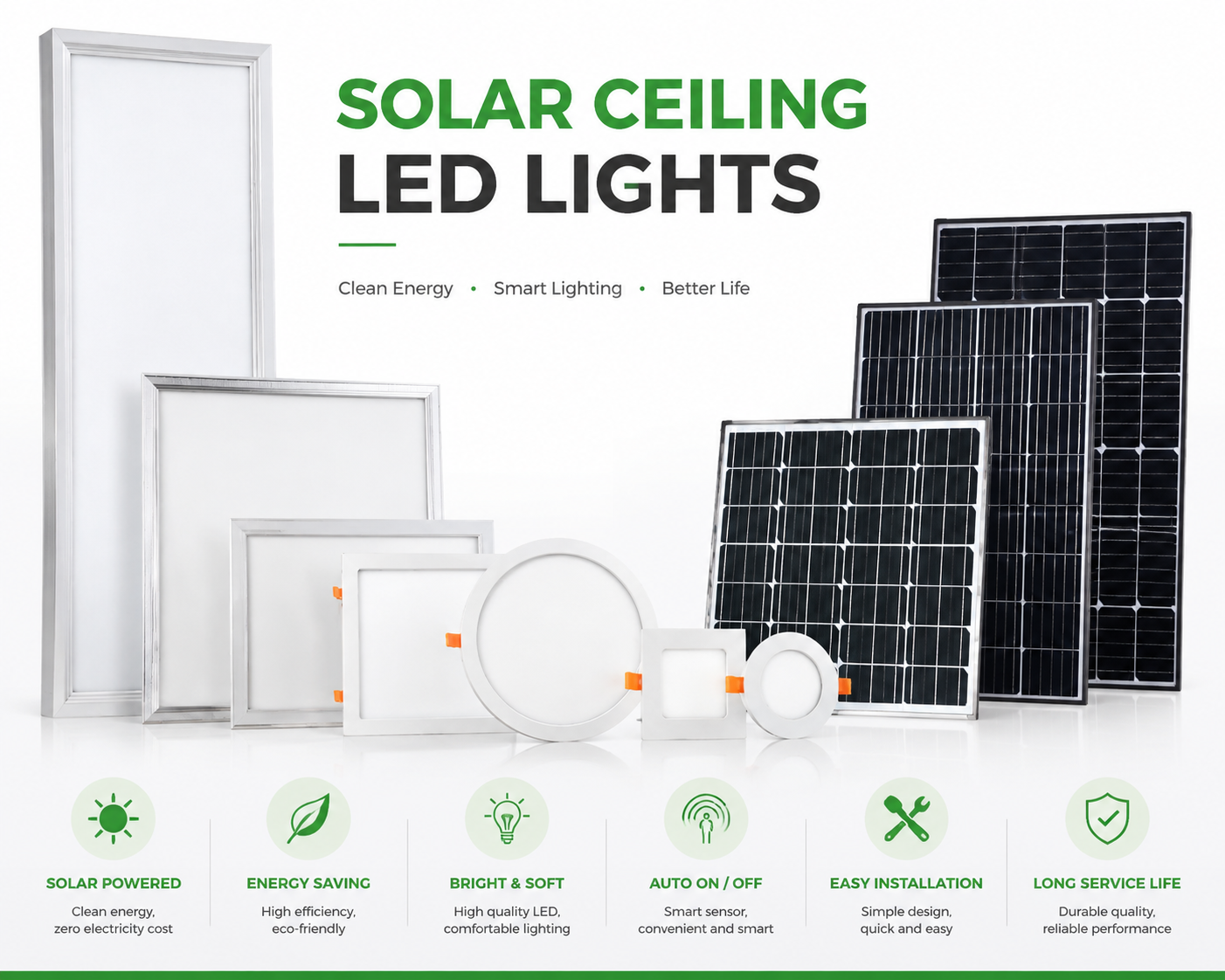 Solar LED Skylight 50W 2 Pieces Of 300mm Solar Panel Adjustable With Radar Sensor Indoor Home and Office Ceiling Panel Lights · image 6