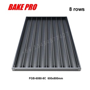 BAKE PRO FGS-6080 Plaque de cuisson en <span class=keywords><strong>aluminium</strong></span> pour baguettes avec 8 rangées, <span class=keywords><strong>grande</strong></span> <span class=keywords><strong>taille</strong></span>, moule à pain 600x800 - Product Image 5