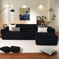 Canapé modulaire en forme de L 105 pouces, motif rayé nuage, 3 places, avec chaise longue surdimensionnée orientée à gauche, en mousse à mémoire de forme, pour école et salon