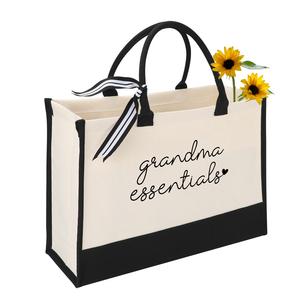 Custom Printed Canvas Tote <b>Bag</b> with Black Trim and <b>Long</b> Handles - Product Image 1
