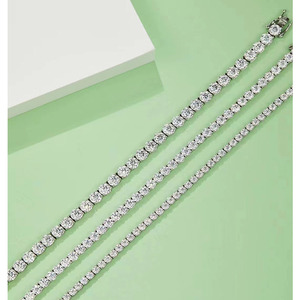 Bộ Vòng Tay Mạ Vàng Kim Cương Đá Zirconia Lập Phương 2/3/4/5Mm Tùy Chỉnh Vòng Cổ Tennis Bạc Sterling 925 CZ - Product Image 4