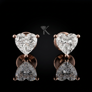 Heart Shape 0.50-5.00 Ct Lab Grown Diamond Filled Earrings with 3 Prong Setting 14K Solid Gold Secure Screw Backs Luxury - Product Image 2