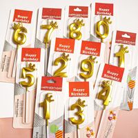 Vela de Cumpleaños Metálica Dorada con Número del 0 al 9 y Corona, 16 cm de Largo, Adorno 3D para Pastel de Cumpleaños, Decoración para Fiestas de Aniversario