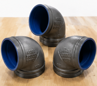 Coude rainuré en fonte ductile DN65, résistant à la corrosion, peint et revêtu d'époxy, raccord pour tuyaux d'eau potable destiné aux projets de construction