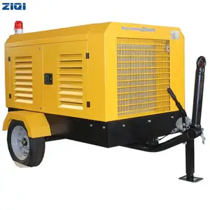 185cfm 8 Bar Diesel Mobile Small Mini Portable Oil Injected Screw Air Compressor On Chassis For Sandblasting Construction Work