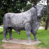 Statue de taureau en bronze grandeur nature pour l'aménagement paysager extérieur, sculpture animale