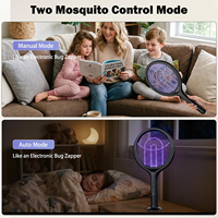 Tueur de moustiques électrique 2-en-1 2800V USB, écologique, avec lampe de dératisation amovible et tapette à main intégrée