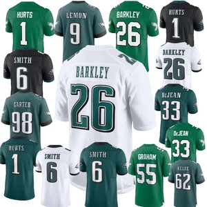 Vente en gros d'usine, Philadelphia entièrement brodé # 9 citrons # 1Hurts # 6 Smith # 26 Barkley # Maillot de football américain 33 DeJean - Product Image 1