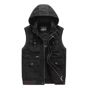 Gilet personnalisé à capuche en polaire multi-poches sans manches pour hommes - Product Image 3