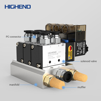 HIGHENDPC 4V210-08 Katup Solenoid Pneumatik 5/2 Arah DC24V AC220V Single Coil Pilot Katup Kontrol Arah Paduan Aluminium