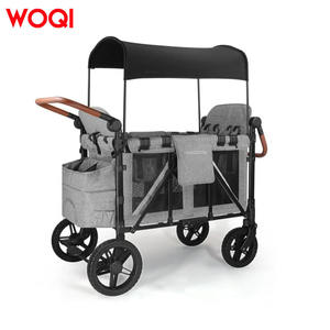 Poussette bébé Woqi 85x52x138 cm, cadre en alliage d'aluminium, capacité de charge de 150 kg, 0-3 ans, couleur grise, pliable d'une seule main - Product Image 3