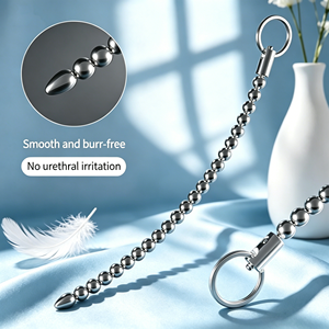 Sonda Uretrale in Acciaio Inossidabile Lucidato Multimisura, Dilatatore con Perline Compatibile con Accessori Intimi Maschili per Elettrostimolazione - Product Image 1
