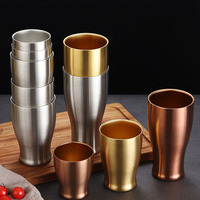 Nouvelles tasses à bière à double paroi en acier inoxydable 304, pour garder les boissons froides, tasses à eau froide, anti-chute, texture martelée, mugs à lait, articles de boisson