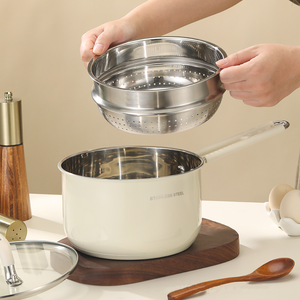 Casserole à lait de style américain en acier inoxydable non revêtu à fond triple couche, petite marmite pour aliments pour bébés, marmite à soupe antiadhésive 2,0-3,0 L pour gaz - Product Image 3