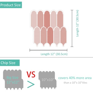 Revestimiento Autoadhesivo de Vinilo con Diseño de Plumas, 12 x 12 Pulgadas, Rosa y Verde (Juego de 10) - Product Image 5