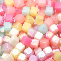 Perles acryliques en vrac pour la fabrication de bijoux, 50 pièces/sac, perles cubiques colorées à trous inclinés, perles acryliques en vrac en gros