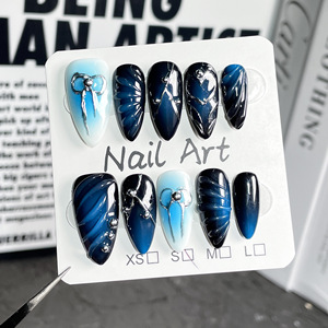 Nuevo Producto Lanzado, <span class=keywords><strong>Uñas</strong></span> Decoradas con Serpiente <span class=keywords><strong>Rosa</strong></span> <span class=keywords><strong>y</strong></span> Estrellas Celestiales Grabadas en Plata, Hechas a Mano - Product Image 6