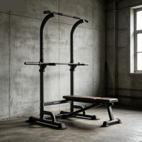 Tour de musculation autoportante en acier, réglable en hauteur, avec barre de traction, pour entraînement à domicile de la force musculaire (poitrine, jambes, dos, tronc)