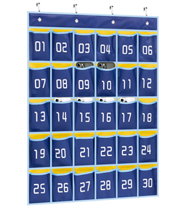 30 <b>Numbered</b> Classroom Pocket Chart with Phone and Calculator Holder Wall <b>Door</b> Organizer for Office & School Supplies - Product Image 1