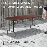 Table de banquet rectangulaire pliable pour l'extérieur, usage commercial |   Meubles d'extérieur modernes en bois massif robuste avec structure en métal