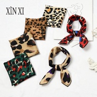 Thời Trang Quảng Trường Cổ Khăn Quàng Chiếc Khăn Phụ Nữ Của Lụa Mong Voan Hijab 50Cm Leopard Print Vuông Khăn Rằn Bắt Chước Chiếc Khăn Lụa