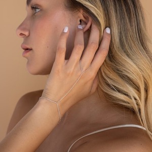 Nuovo Design Gioielli alla Moda Bracciale a Catena per Mano con Zirconi Cubici in Acciaio Inossidabile Placcato Oro 18K per Donne - Product Image 4