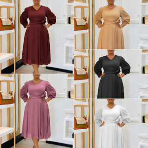 <span class=keywords><strong>Vestidos</strong></span> de Primavera Modernos D3326 para Mujer, Casuales, Elegantes, con Manga Farol, Cuello en V, Corte en A, para Oficina - Product Image 2