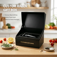 Boîte cadeau de luxe personnalisée avec couvercle rabattable, boîte en papier noir magnétique avec insert en mousse EVA personnalisé pour rasoir, emballage cadeau pour homme