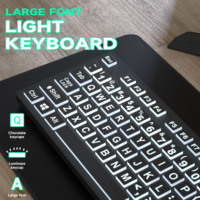 Clavier à gros caractères SC623 pour personnes âgées, rétroéclairage LED, USB Plug and Play, garantie 1 an, nouveau, 104 touches, disposition multilingue