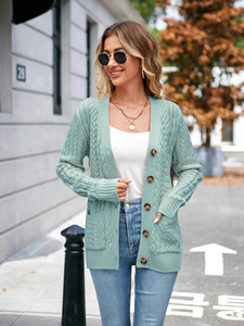 Nuovi Arrivi: <span class=keywords><strong>Cardigan</strong></span> Lungo Vintage in <span class=keywords><strong>Viscosa</strong></span> Anti-Pilling a Maglia Piatta con Maniche Lunghe, Bottoni Grandi e Tasche - Product Image 5