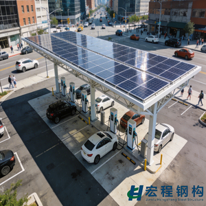 Estación de Carga para Vehículos con Estructura de Acero y Paneles Solares para Exteriores, para Zonas de Descanso en Carreteras - Product Image 2