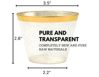 Approvisionnement d'usine Fancy Gold Rim 9 10 12 14 16 oz Clear Rose Rimmed PS Gobelets en plastique jetables pour la fête de mariage